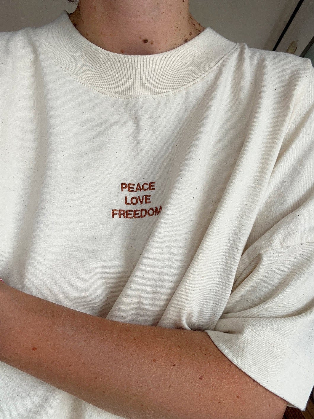 T-shirt peace love freedom coton bio