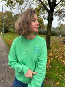 Sweat vert brodé LOVE LOVE LOVE (coton bio)