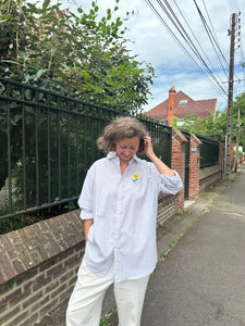 Chemise rayée brodée