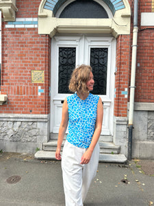 Top bleu sans manche