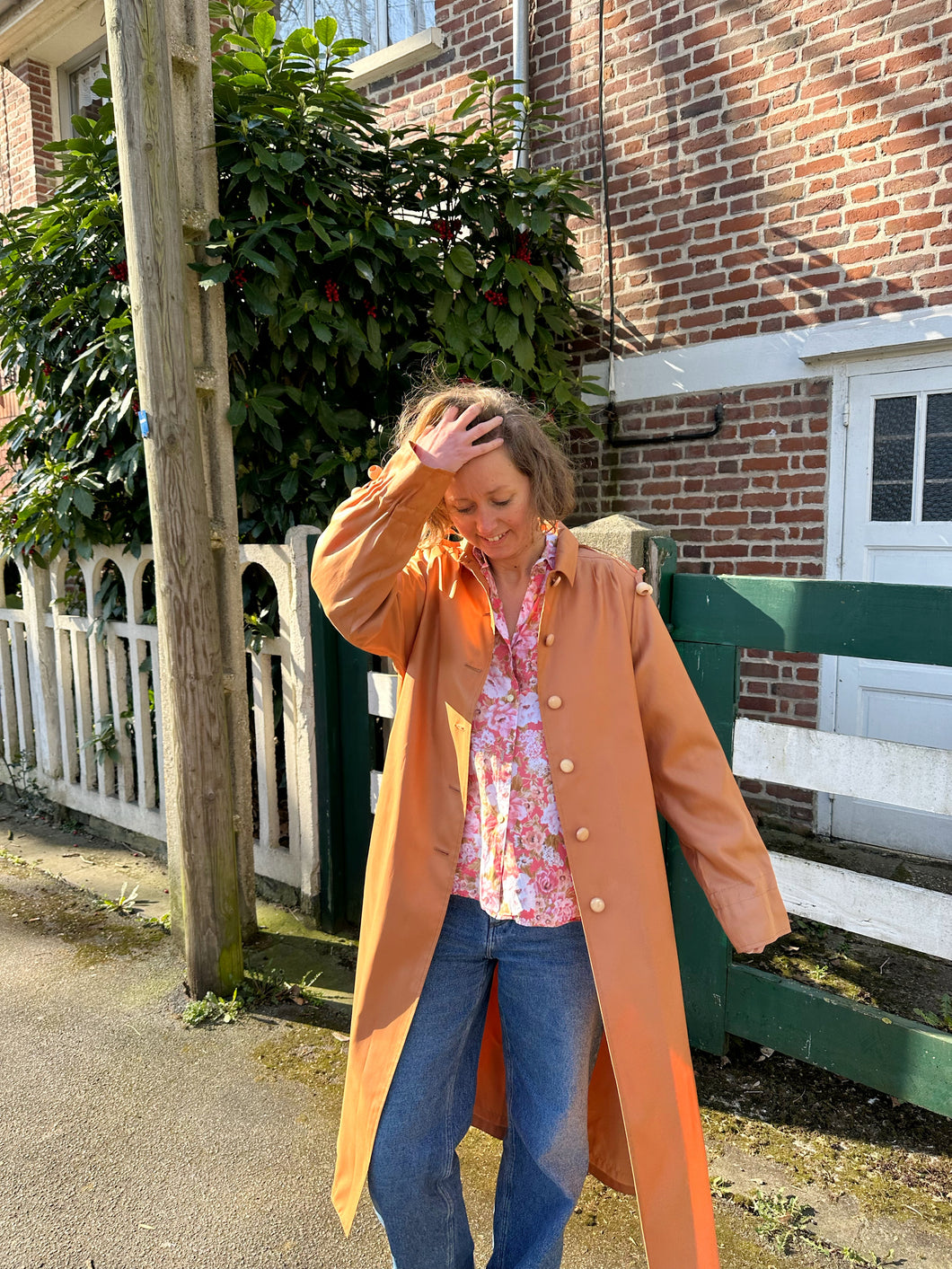 Trench vintage marron orangé