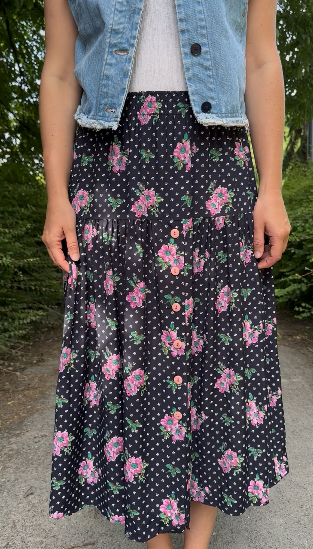 Jupe fleurie midi