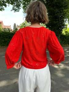 Blouse rouge broderie