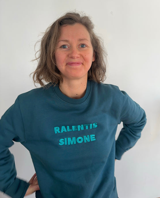 Sweat bleu vert Ralentis Simone (coton bio)