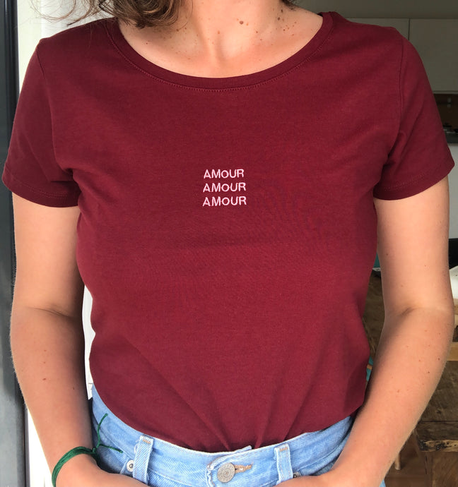 T-shirt bordeaux AMOUR AMOUR AMOUR