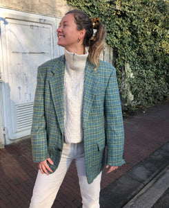 Blazer en laine à carreaux