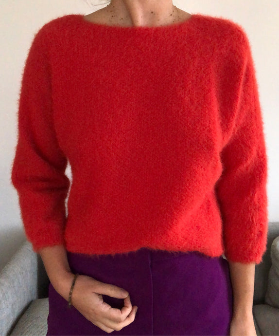 Pull douceur rouge orange