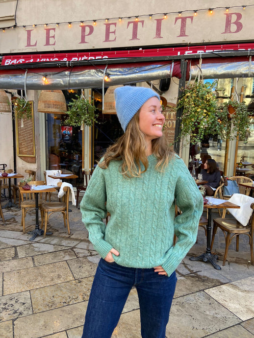 Pull vintage vert